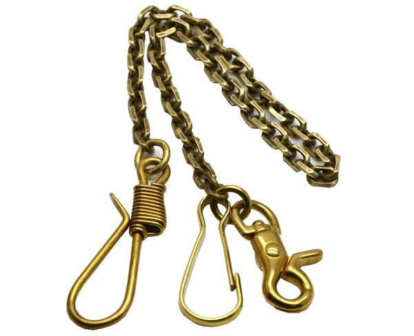 Best seller  okones 22 4 overall length solid brass man pants keychain key jean wallet chain key ring belt hook key buckle with fine snap hook split ring fish hook curb chain