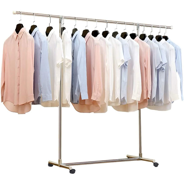Online shopping reliancer heavy duty large garment rack stainless steel clothes drying rack commercial grade extendable 47 77inch clothes rack adjustable clothes hanger rolling rack with 4 casters tool golves 10 hook