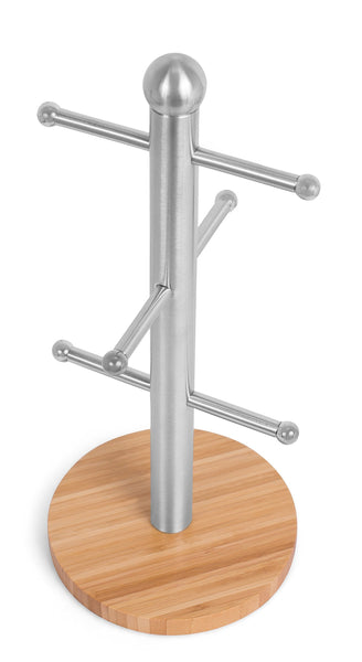 Best internet s best freestanding tree stainless steel bamboo hanging mug holder 6 hooks