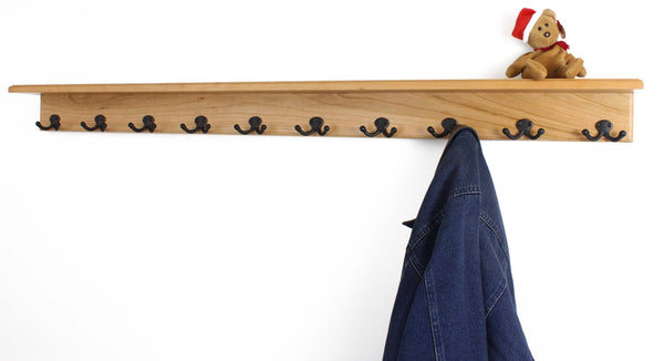 On amazon pegandrail solid cherry shelf coat rack with aged bronze double style hooks made in the usa natural 53 with 10 hooks