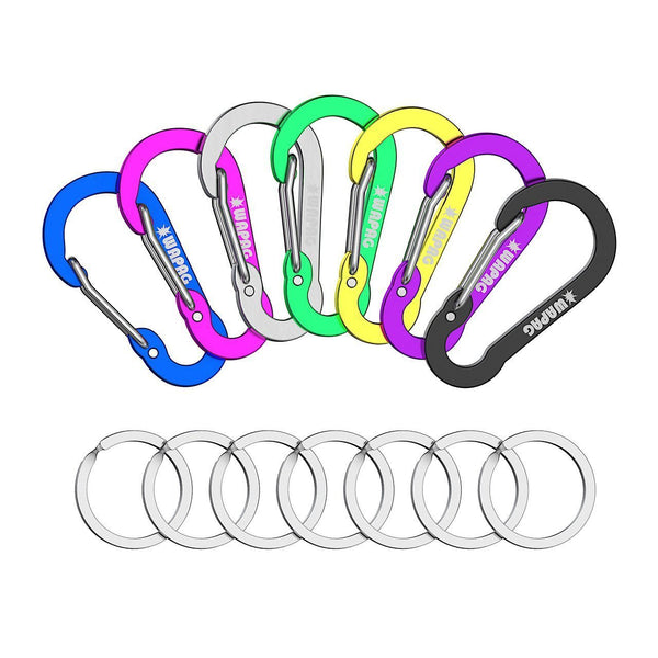 Discover wapag carabiner clip 2inch aluminum flat gourd shape mini spring hook keychain keyring for keys small items daily life hammocks camping hiking running accessories 21color