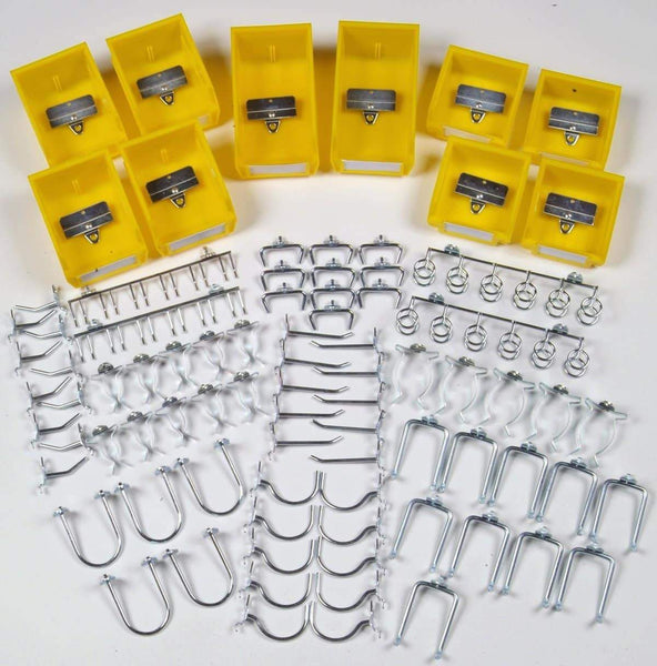 Storage durahook 76994 deluxe locking hook and hanging bin assortment with 84 assortment hooks and 10 bins 94 piece