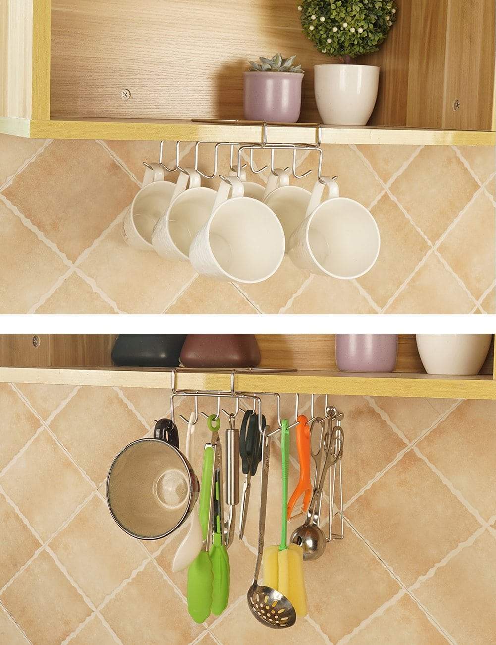 XILAOTOU Mug Rack Under Cabinet - Coffee Cup Holder, Each Bracket is  Equipped with 6 and Adjustable