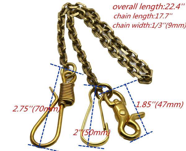 Buy okones 22 4 overall length solid brass man pants keychain key jean wallet chain key ring belt hook key buckle with fine snap hook split ring fish hook curb chain