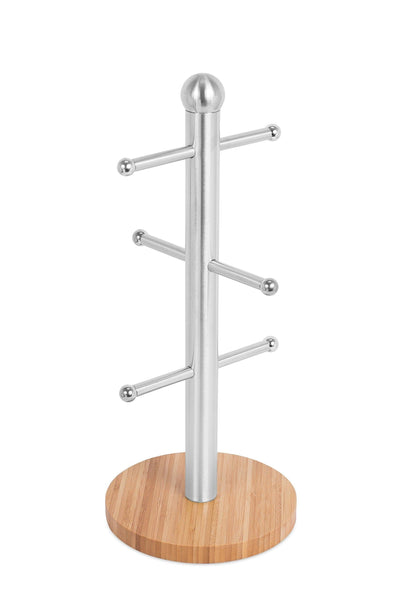 Top internet s best freestanding tree stainless steel bamboo hanging mug holder 6 hooks