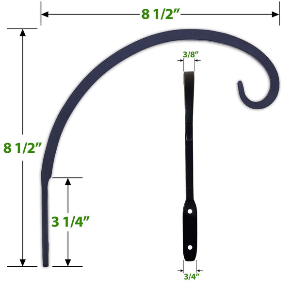 Great gray bunny gb 6848 hand forged curved hook 8 5 inch black downturned hanger for bird feeders planters lanterns wind chimes as wall brackets and more