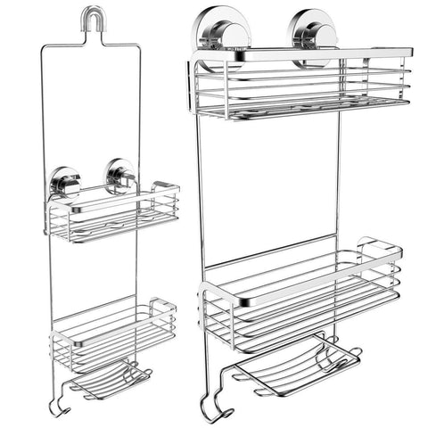 Cheap vidan home solutions shower caddy dual installation hanging or mounted rustproof multi shelf basket shower organizer includes soap dish and hooks for razor towels shampoo and conditioner