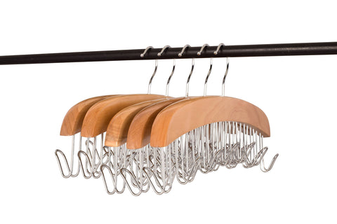 Great a1 hangers tie racks for closets wooden tie hanger or scarf hanger pack of 5 nartural color belt hanger scarf organizer or tie holder 12 chrome hooks