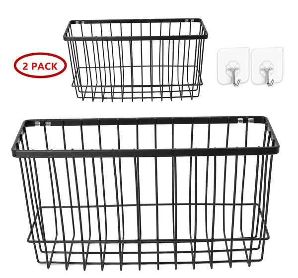 Organize with over the cabinet door organizer holder einfagood over the cabinet basket with adhesive pads and 2 adhesive hooks black coat 2 pack 1 door basket