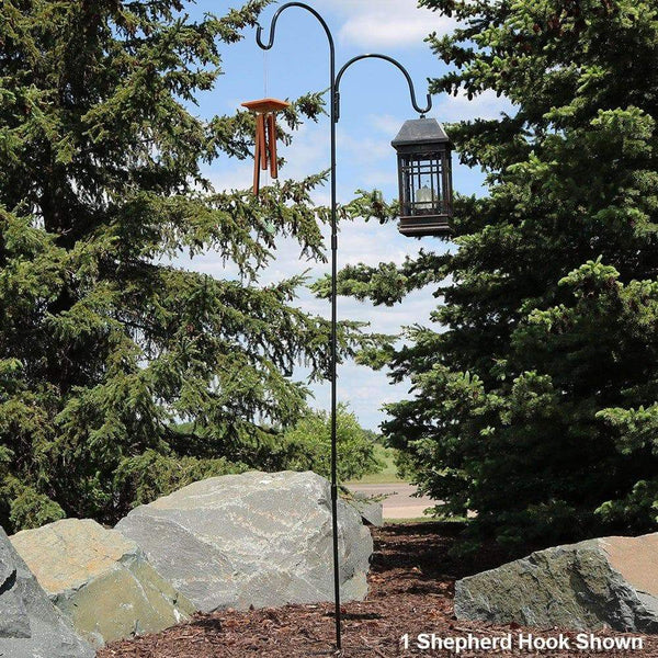 Featured sunnydaze outdoor heavy duty double shepherd hook garden poles for hanging bird feeders and plants 84 inch tall set of 2 black