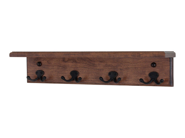 Latest pegandrail solid cherry shelf coat rack with aged bronze double style hooks made in the usa natural 53 with 10 hooks