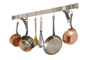 Shop here enclume premier 48 inch rolled end bar wall or ceiling pot rack use with wall brackets or captain hooks stainless steel