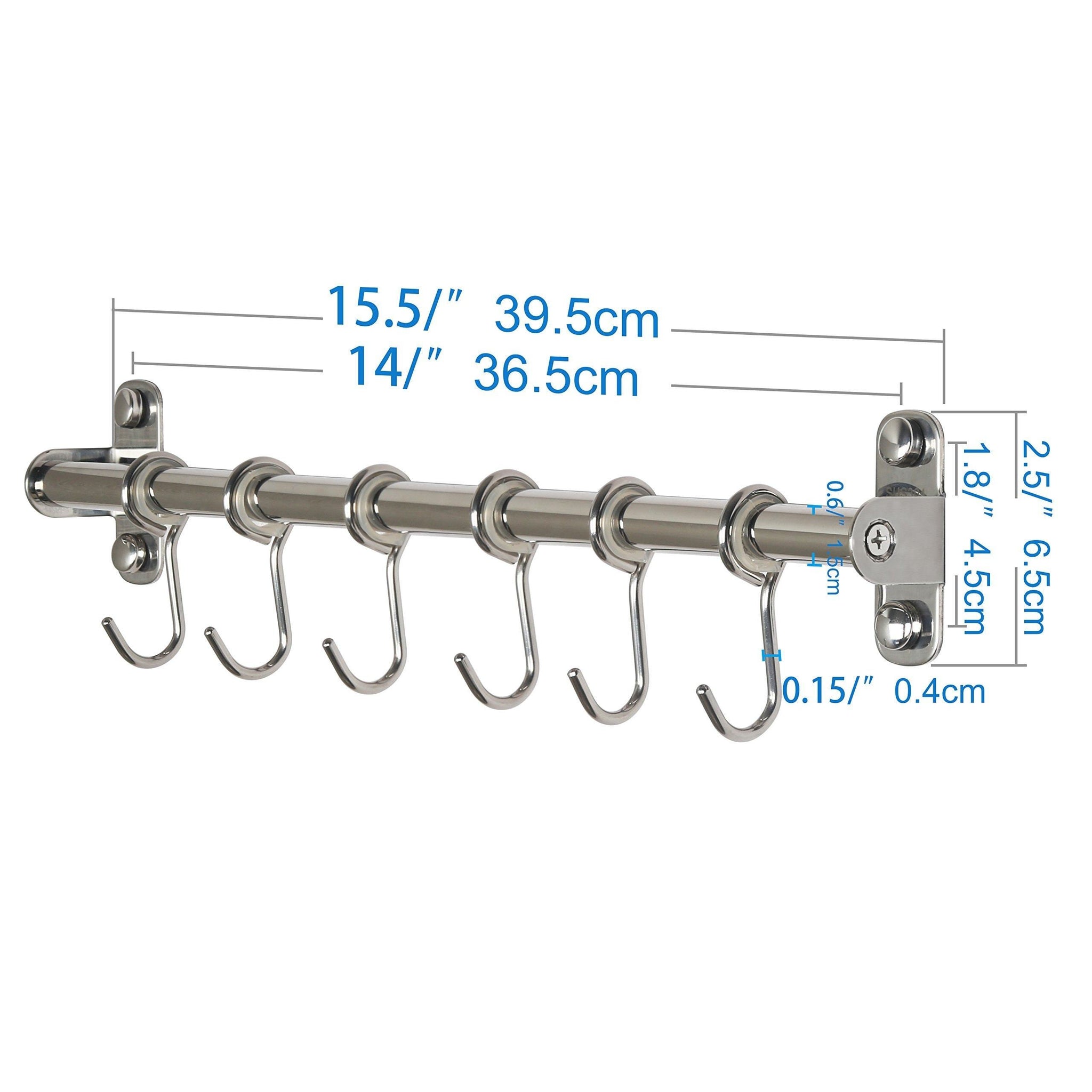 Buy now webi kitchen sliding hooks solid stainless steel hanging rack rail with 6 utensil removable s hooks for towel pot pan spoon loofah bathrobe wall mounted 2 packs
