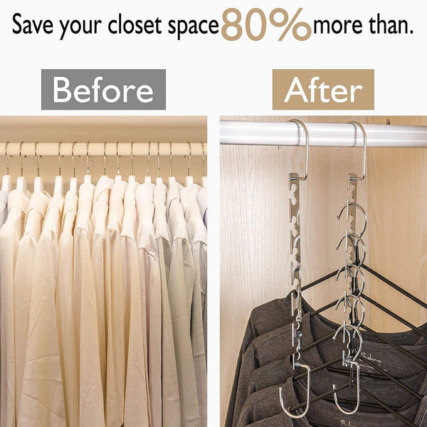 New star fly magic hangers space saving hangers magical clothing hanger with hook stainless steel wonder closet organizer 10 pack