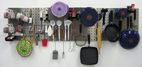 Storage organizer triton products lb18 skit stainless steel locboard assortment with two 304 stainless steel square hole pegboards with 32 piece stainless lochook assortment and 3 plastic hanging bins