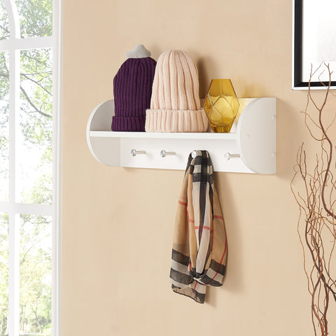 Discover the best danya b white utility shelf with four large stainless steel hooks