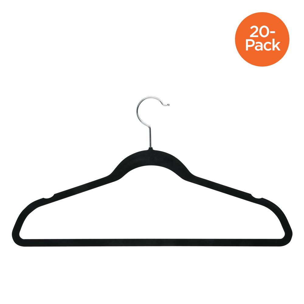 20-Pack Flocked Suit Hanger, Black