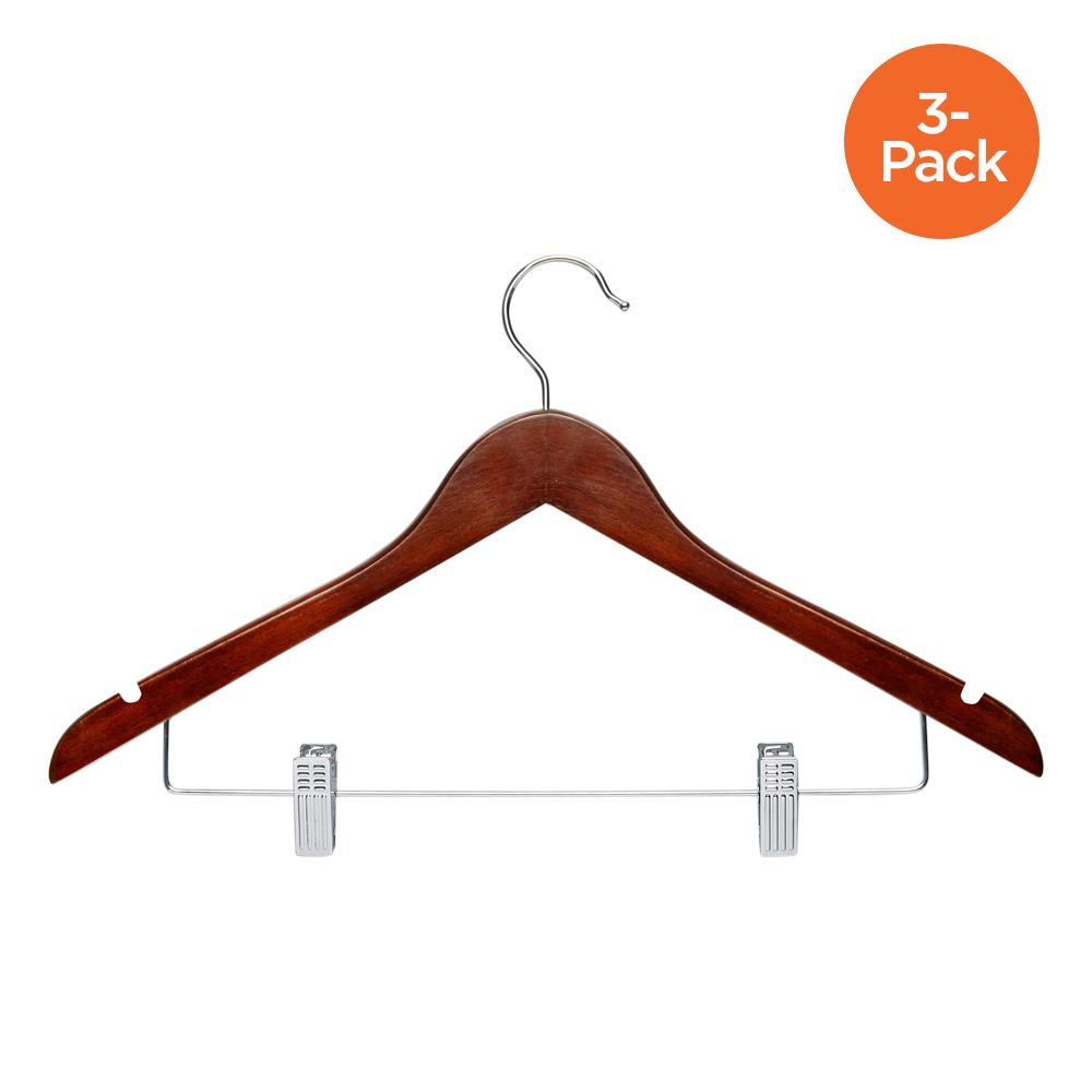 3-Pack Cherry Wood Suit Hangers