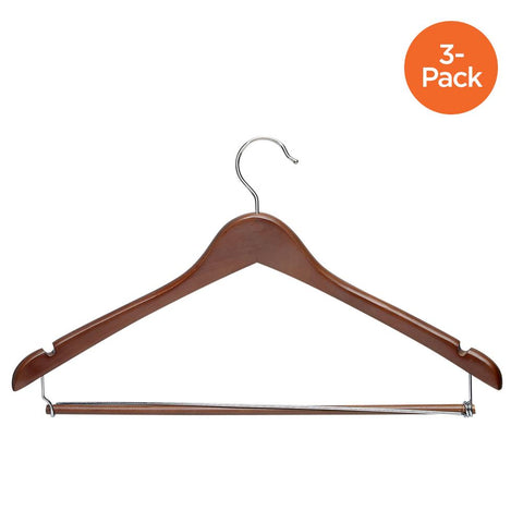 3-Pack Wood Contoured Suit Hangers, Cherry