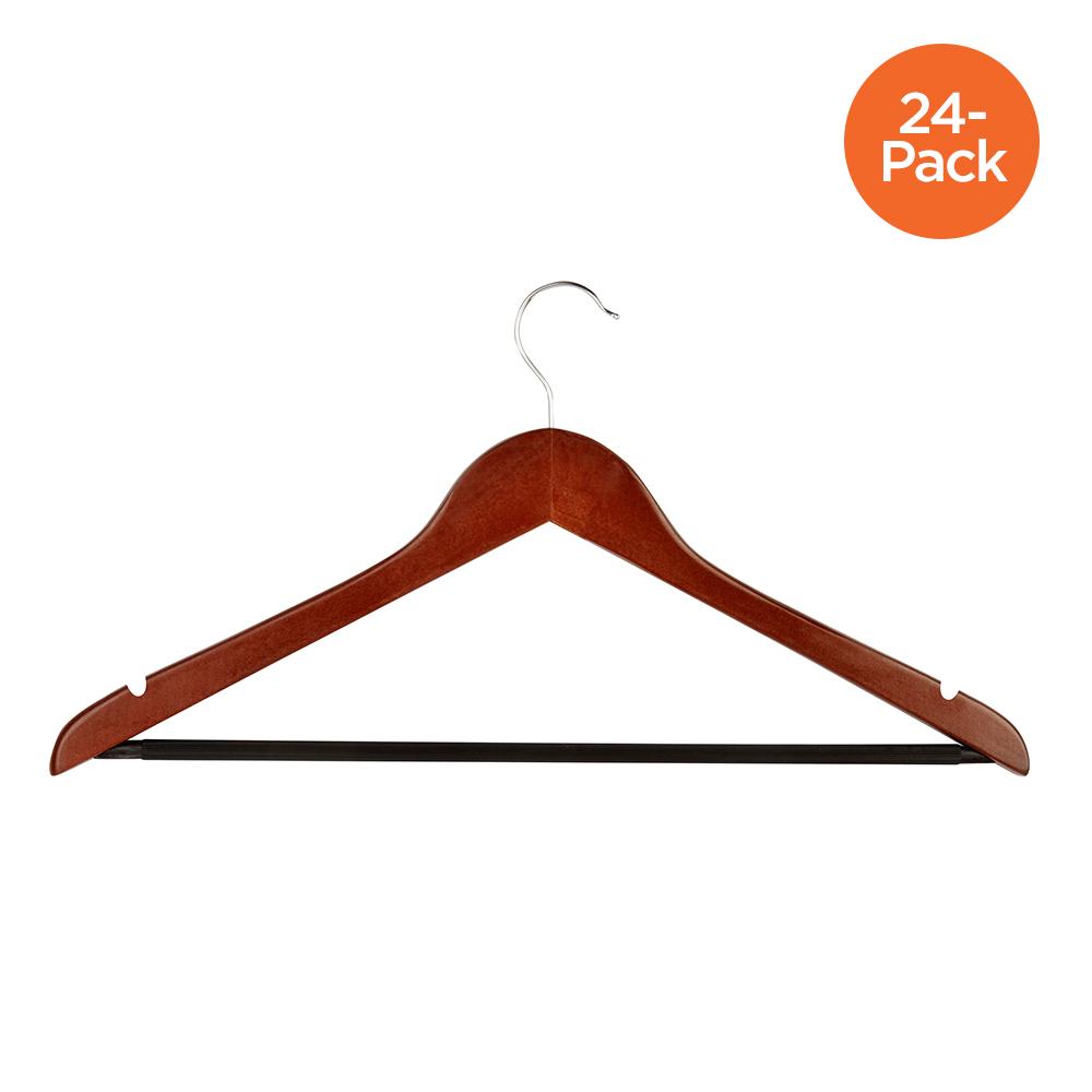 24-Pack Wood No-Slip Coat Hangers, Cherry