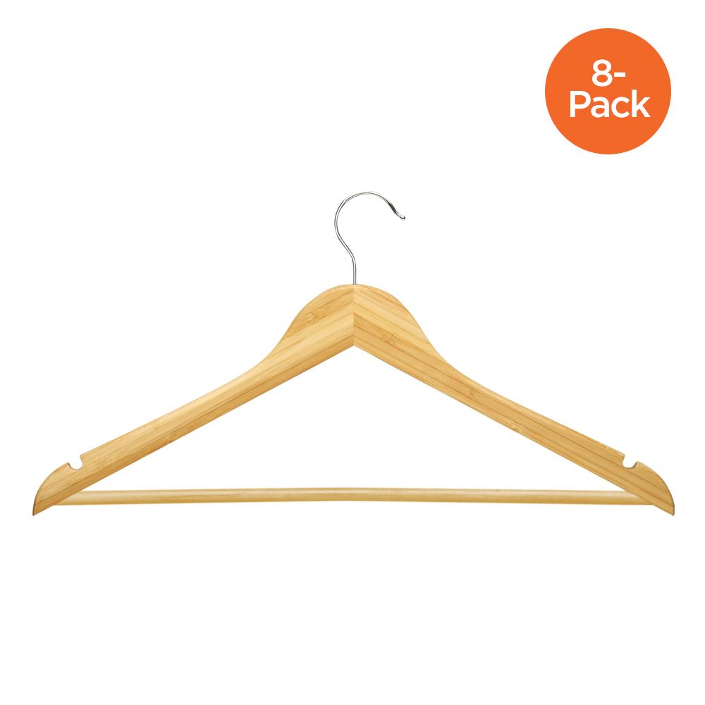 8-Pack Wood Suit Hanger, Bamboo