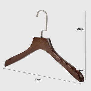 10 Pcs Thick Walnut Finish Wooden Clothes Coats Hangers, High Grade Antique Wood Suit Hanger For